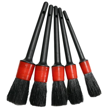 

Hot Sale 5Pcs Car Detailing Brush Cleaning Natural Boar Hair Brushes Auto Detail Tools Products Wheels Dashboard