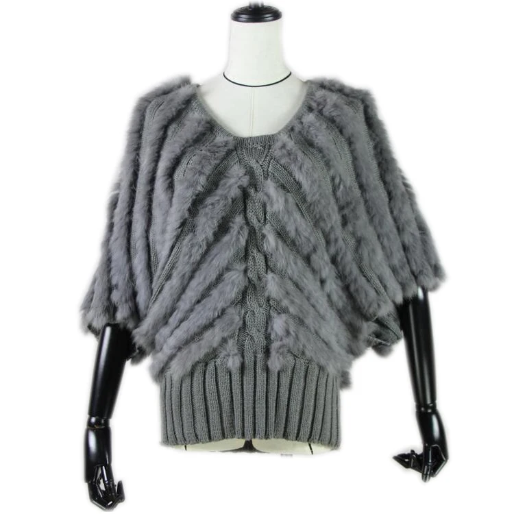 

2019 Fashion Real Knitted Rabbit coat genuine fur with rabbit fur half sleeve Genuine short sleeve Fur Gilet coat