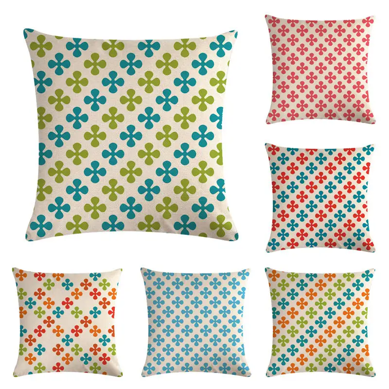45cm*45cm Shape geometry of coloured four leaf clovelinen/cotton throw pillow covers couch cushion cover home decorative pillows | Дом и сад