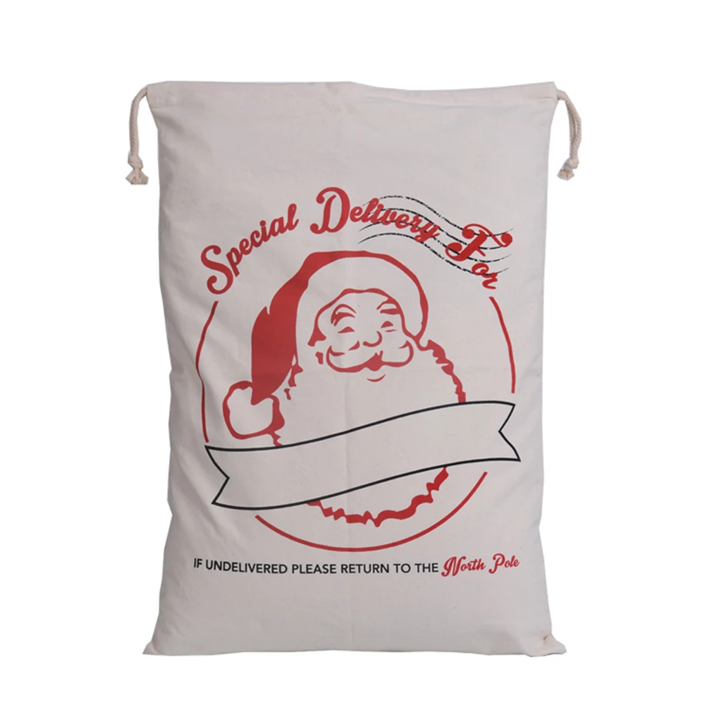 Hot Sale 1pc Santa Sacks Drawstring Canvas Santa Sack Large Vintage