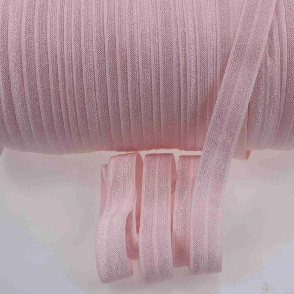 

Solid Color Cheap Shiny Fold Over Elastic FOE 117 Lt.pink Spandex Band Kids Hair Tie Headband Dress Lace Trim Sewing 5/8" 15mm