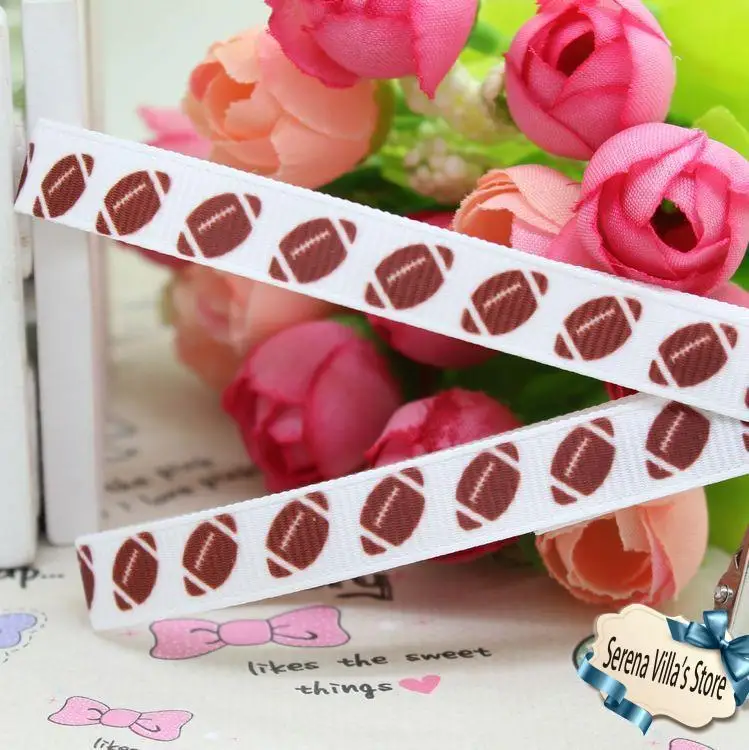 3/8 &quotфутбол спорт печатных корсажная лента бант для волос Diy вечерние украшения