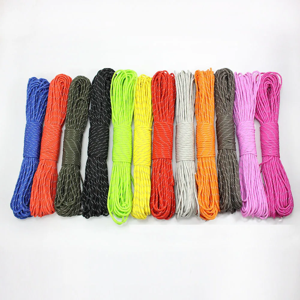 

NEW 31 Meters Reflective Paracord Rope Camp Paracord 550LB 7 Strands Parachute Cords Lanyard Ropes Camping Equipment Tents Rope