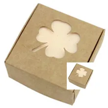 6.5*6.5*3cm 5pcs/lot Clover pattern soap cake Packing box DIY Wedding Gift Favor Boxes,customized Single Cake Box Packaging