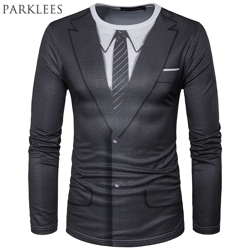 Falso traje de 3D impresión T camisa de los hombres de la primavera de 2017 Nuevo O cuello camiseta Homme Harajuku Hip Hop divertido Camisetas slim Top Tees Falso traje de 3D impresión T camisa de los hombres de la primavera de 2017 Nuevo O cuello camiseta Homme Harajuku Hip Hop divertido Camisetas slim Top Tees