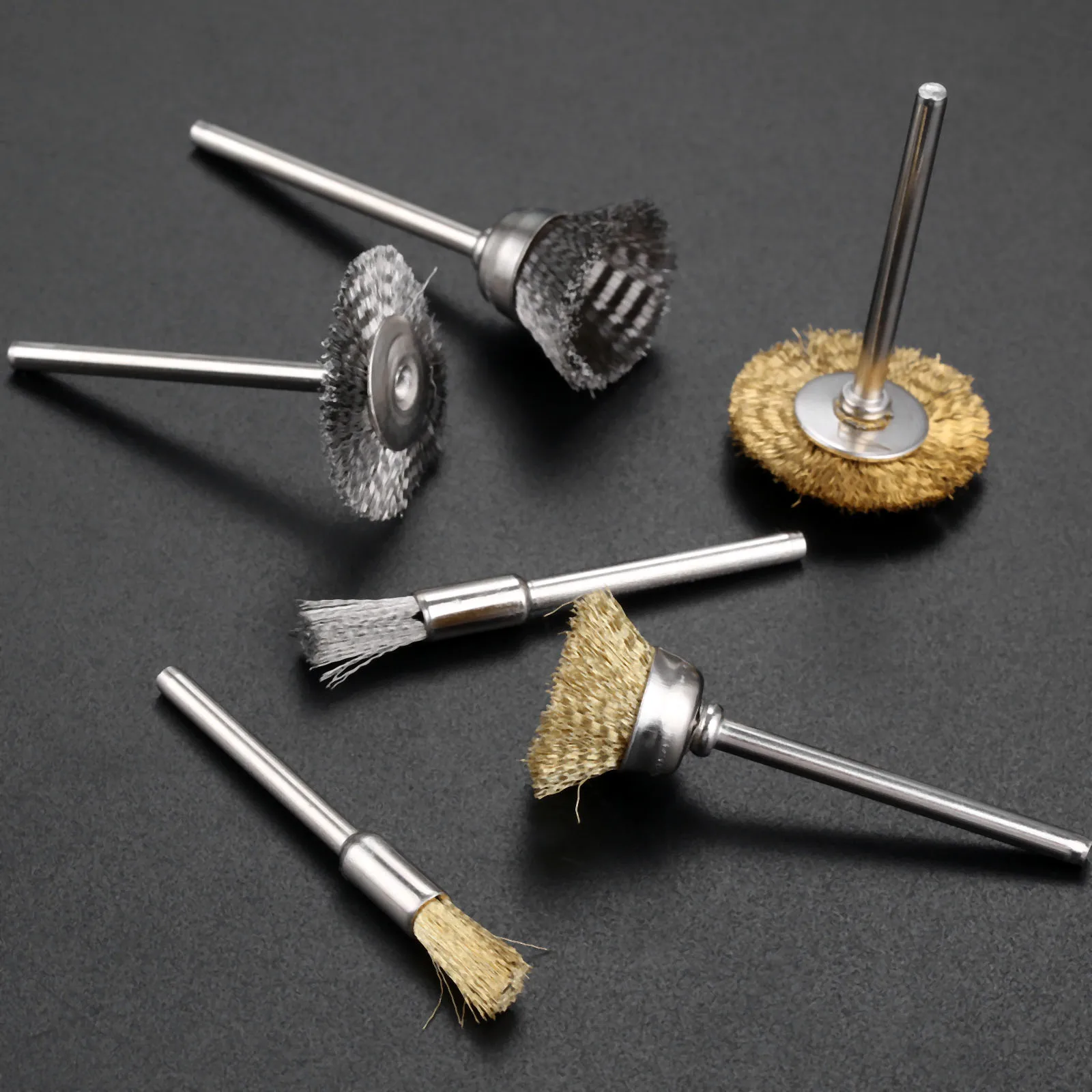 44Pcs Wheel Steel Brush Wire Set Tools Accessories Burr Abrasive Head Deburring Drill For Power Dremel Rotary Tools Polishing
