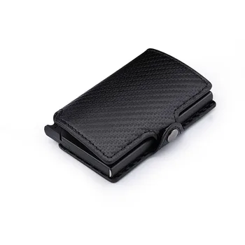 

Carbon Fiber RFID Business Card Holder Blocking Wallet Aluminium Box Leather Automatic Metal Wallet Credit Card