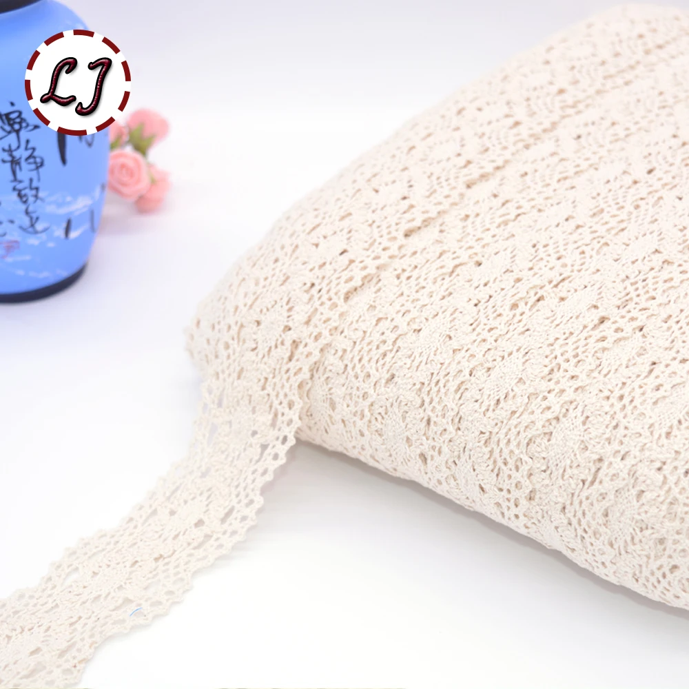 

New arrived 5yd/lot high quality beige 40mm 45mm design lace fabric ribbon cotton lace trim sewing material accessories DIY
