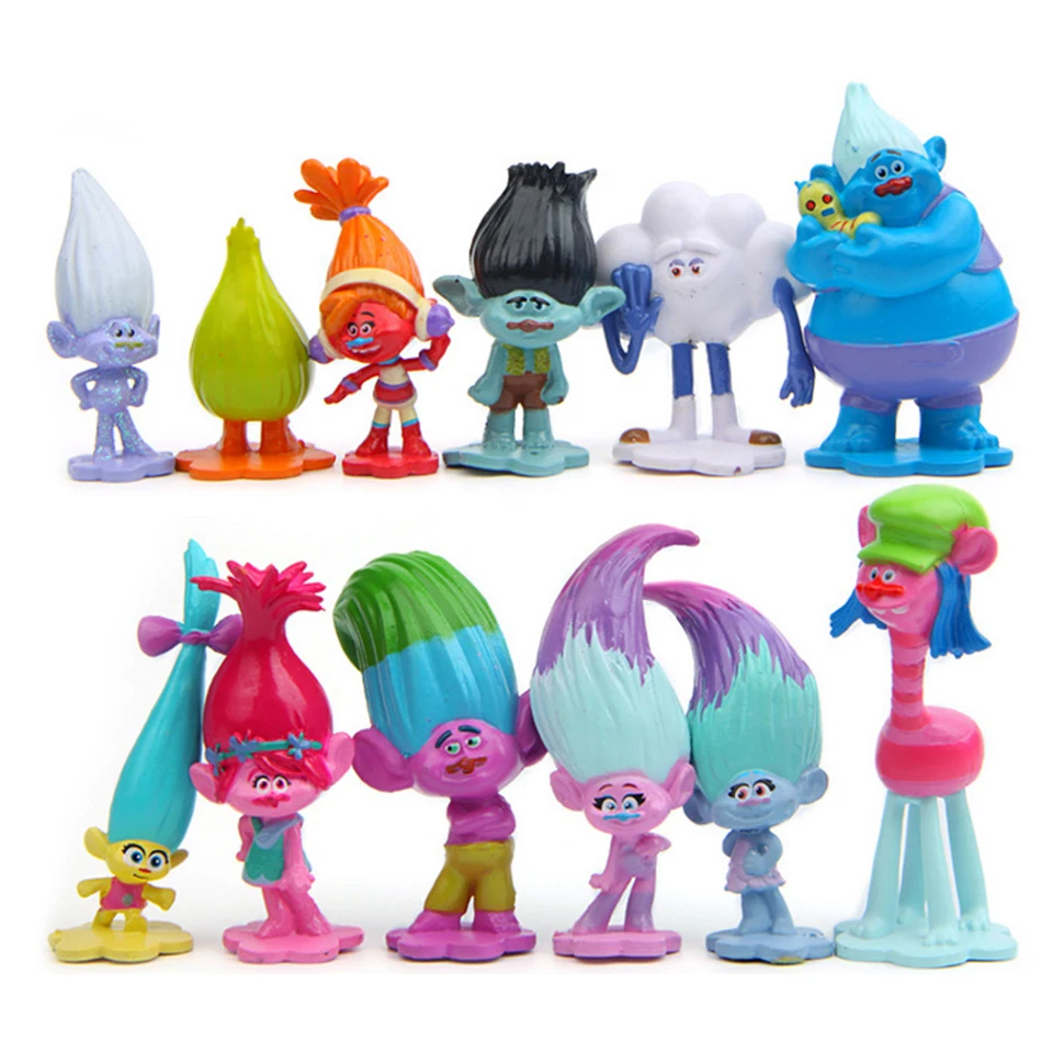 12 Stück Trolls Poppy Branch Dreamworks PVC Figur Kinderspielzeug Geschenk 4-7cm 
