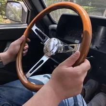380 мм деревянное рулевое колесо 1" автомобили для классических автомобилей деревянный материал с хромированным серебристым спицевым рулевым колесом абсолютно стиль