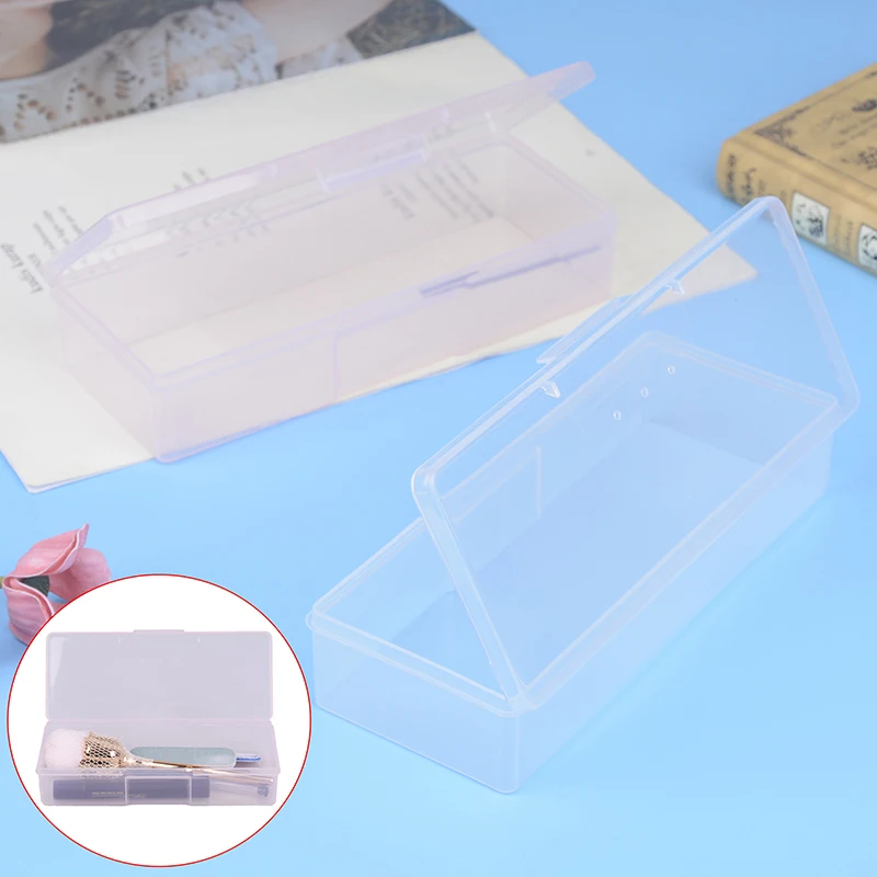 Plastic Transparent Nail Supplies Brush Kit Tools Storage Box Buffer Files Push Grinding Blocks Organizer Case 2 Colors