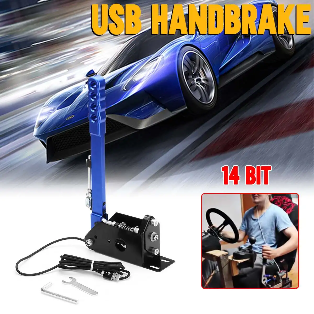 3 Color Universal-16Bit Hall Sensor USB Handbrake Drift Sensor Control Adjustable Height Clamp for G25 G27 G29 T500 DIRT-RALLY - Color: Blue