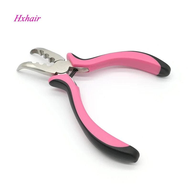 No.10 Pink hair pliers Curved Head with Teeth and 3 Holes /Hair Extension Pliers /Hair Extension Tools