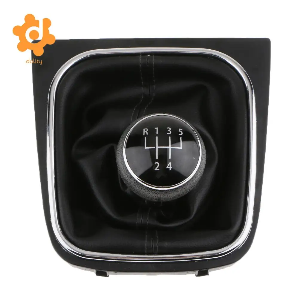 Manual Gear Shift Knob Shifter with Boot Cover Stitch for VW Golf MK5 MK6