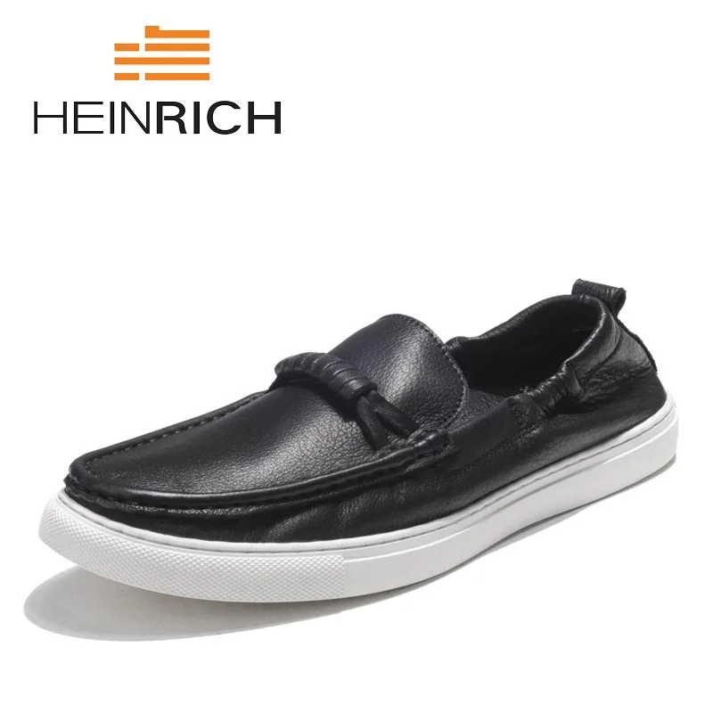 

HEINRICH 2018 Men Loafers Shoes Genuine Leather Slip On Fashion Men Flats Moccasins Casual Men Shoes Scarpe Uomo Di Marca