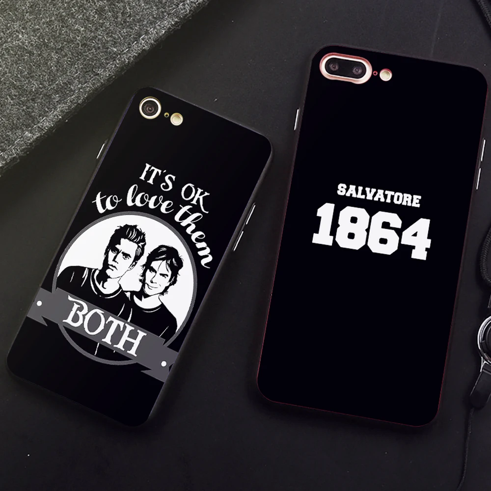 

DK The Vampire Diaries fashion phone case for Samsung s8 s9plus S6 S7Edge S5 Black Cover for iPhone 6 6s 7 8plus 5 X XS XR XSMax