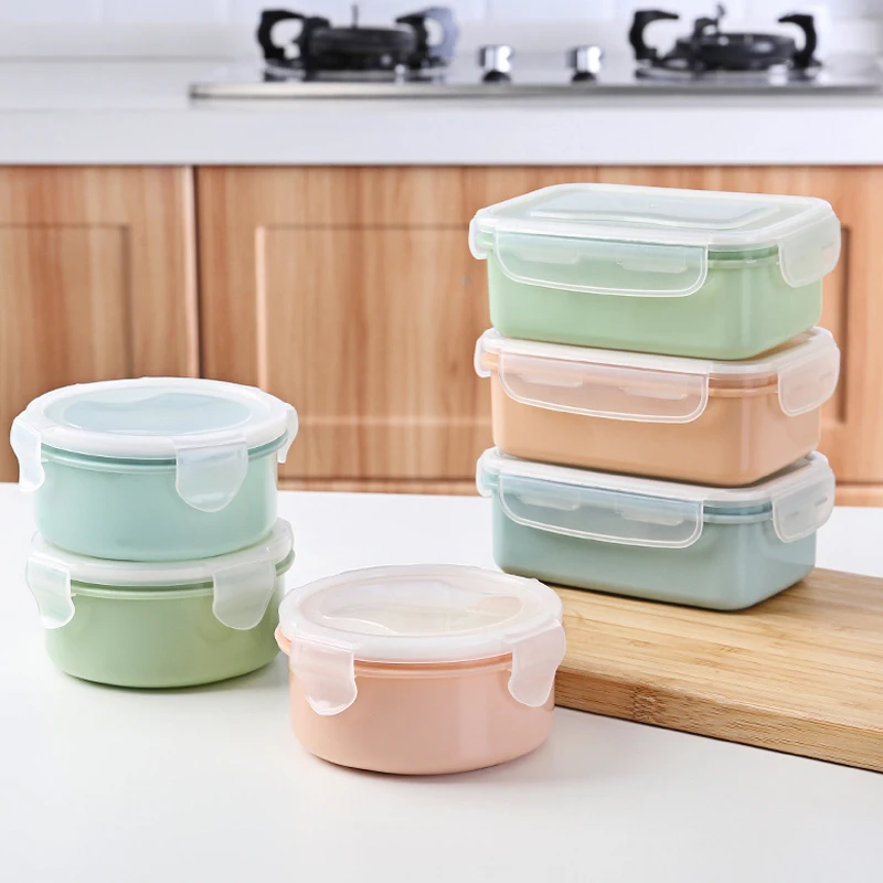 

Small Food Storage Box Mini Bento Lunch Box Kitchen Food Container Round Square Food Boxes Portable Picnic Fruit Snack Lunchbox
