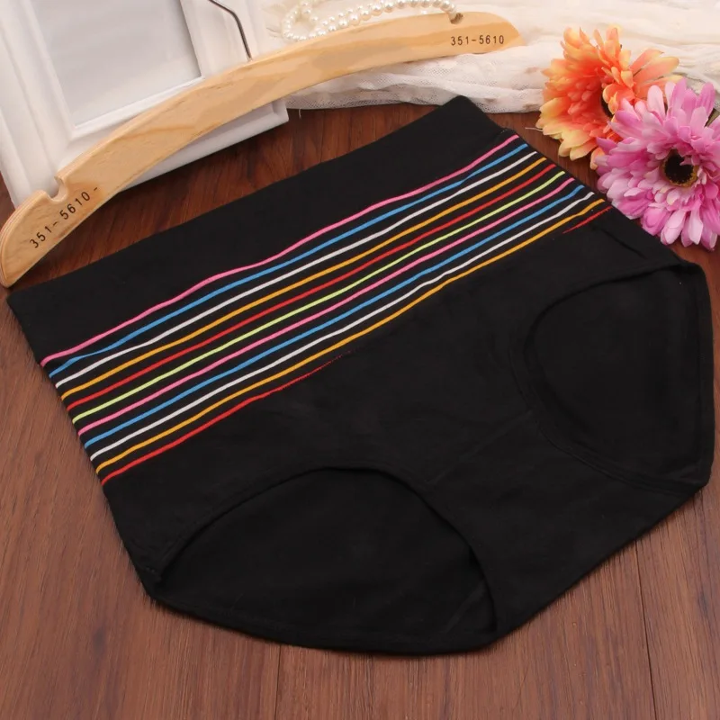 High Waist lady's Underwear Striped Cotton Knickers Female Panties Ropa Interior Femenina Women Panties