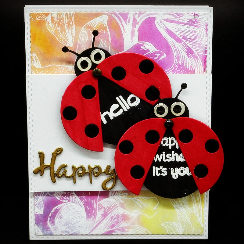 

SCD1183 Happy Ladybug Metal Cutting Dies For Scrapbooking Stencils DIY Album Cards Decoration Embossing Folder Die Cuts Tools