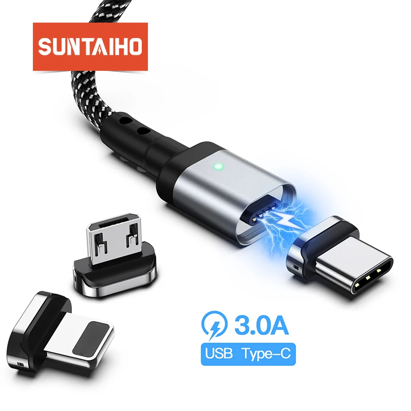 Magnetic Cable For iphone for Lighting Cable Micro USB C Cable mi9 Type C Fast Charging Adapter Micro USB Type-C Magnet Charger