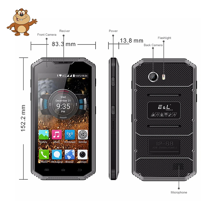 E & L W7s 4G мобильный телефон Android 7 0 5 дюймов водонепроницаемый ударопрочный IP68 MTK6737