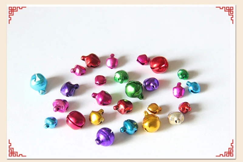 100 шт./лот 6/8/10 мм смесь цветов металла свободные шарики Маленькие колокольчики для домашних животных колокольчики рождественские украшения в подарок