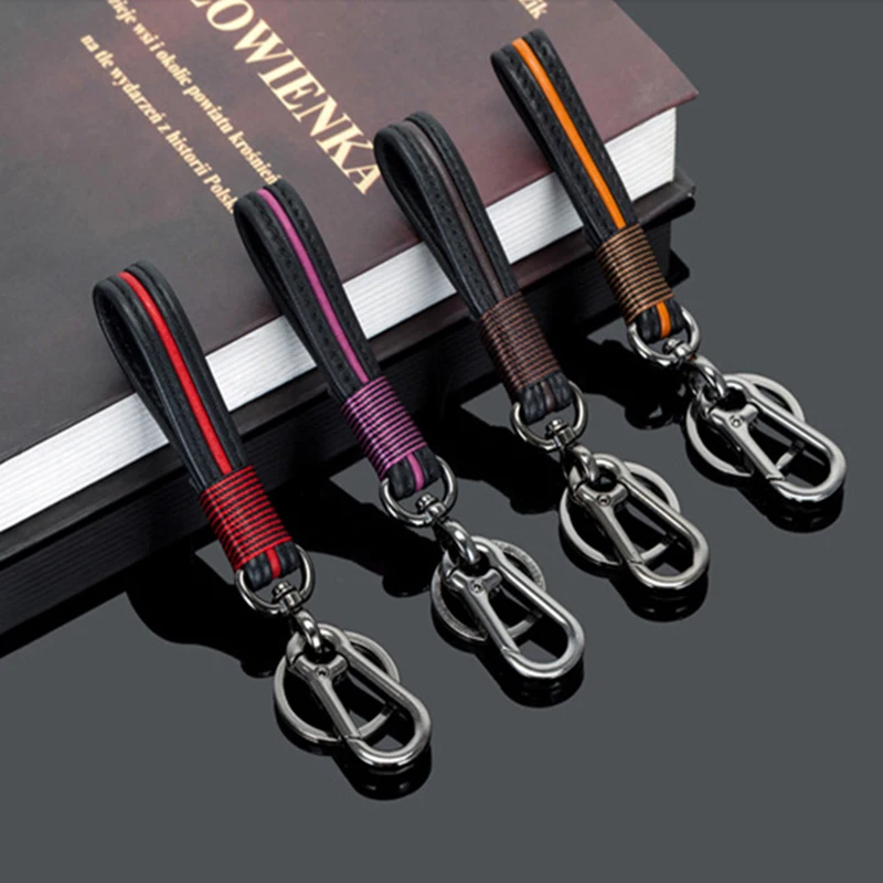 Retro Fashion Leather Weave Car Key Ring Holder For Men Women Housekeeper Car Keychain For Ford