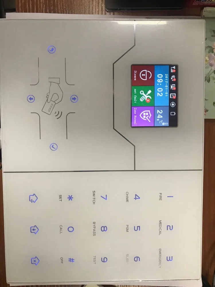 Французский цвет меню дисплея Ethernet tcp/ip GSM сигнализация для дома умная защита безопасности Встроенный датчик температуры