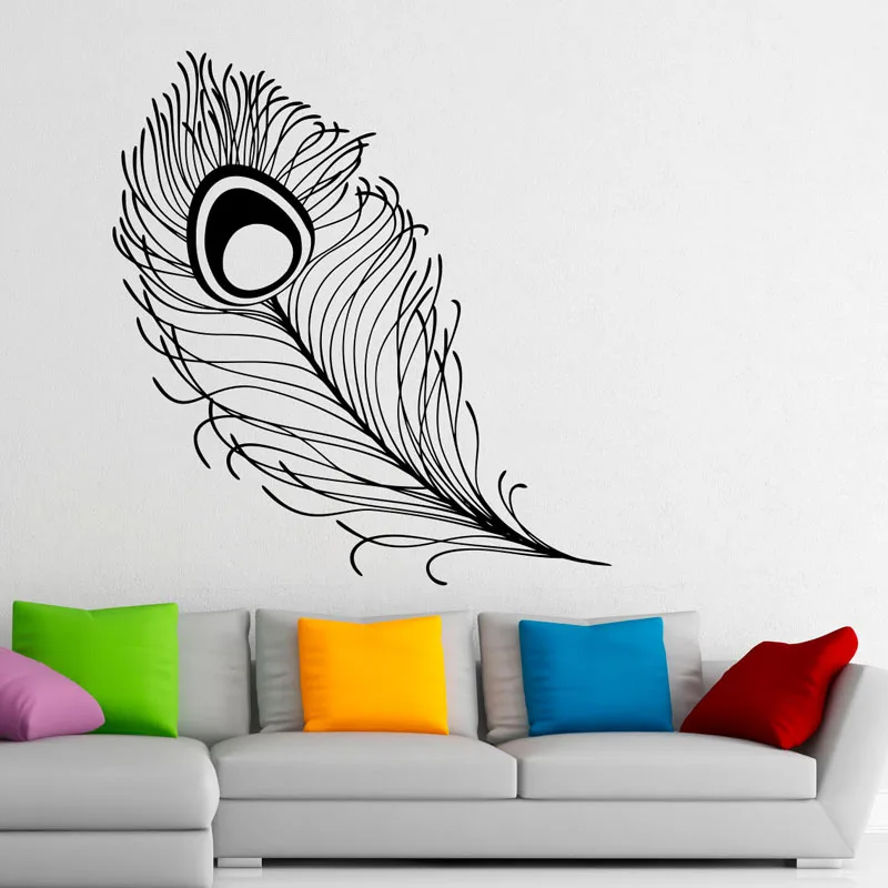 Plumage Patterns Wall Vinyl Decals Peacock Feather Wall Art Stickers