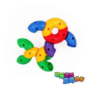 

Candice guo! New arrival hot sale colorful plastic blocks bent pipe shape baby DIY educational toy G17