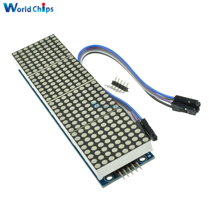 Beli MAX7219 LED Mikrokontroler 4 In 1 Display dengan 5 P Line Dot Matrix Kontrol Modul UNTUK ARDUINO 8X8 titik 5 V Umum Katoda