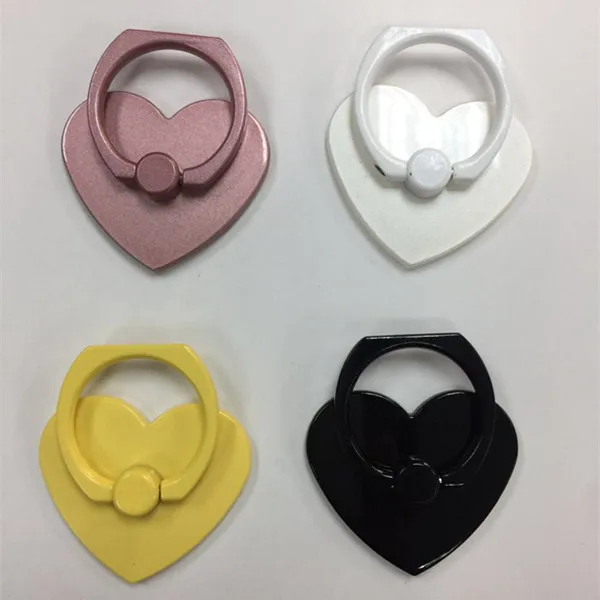 360 Degree Plastic Heart Pattern Finger Ring Mobile Phone Stand Holder For iPhone Samsung Xiaomi Smart Phone GPS Car Mount Stand