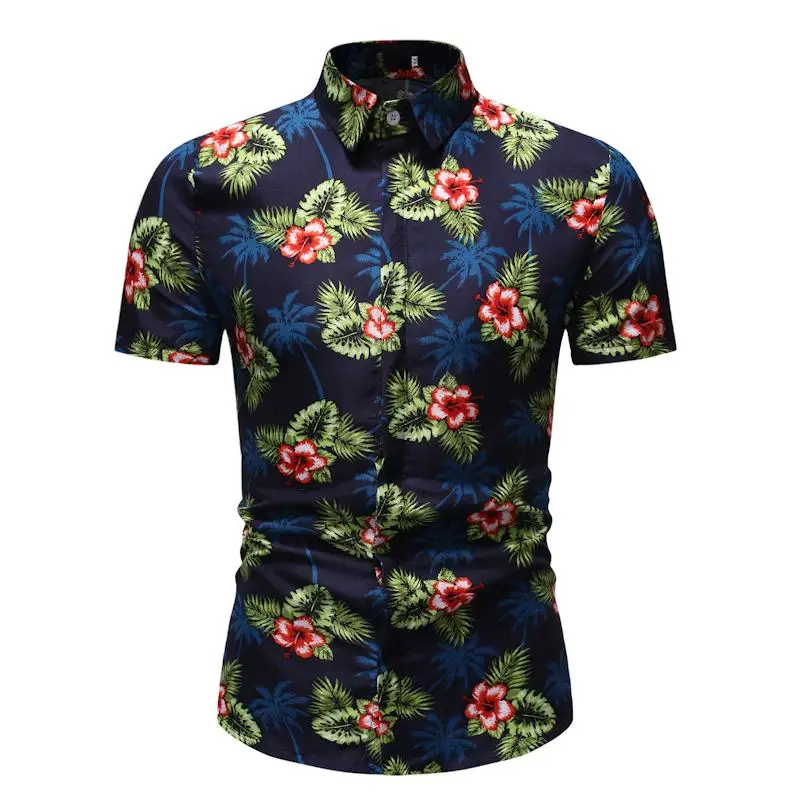 

Hawaiian Beach Flower Shirt for Men Summer Fashion Blouse Men Floral Shirt Dress Short sleeve Casual New