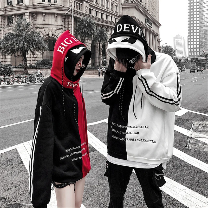 Autumn-2018-New-High-Street-Stitching-Color-Double-Cap-Hoodie-Men