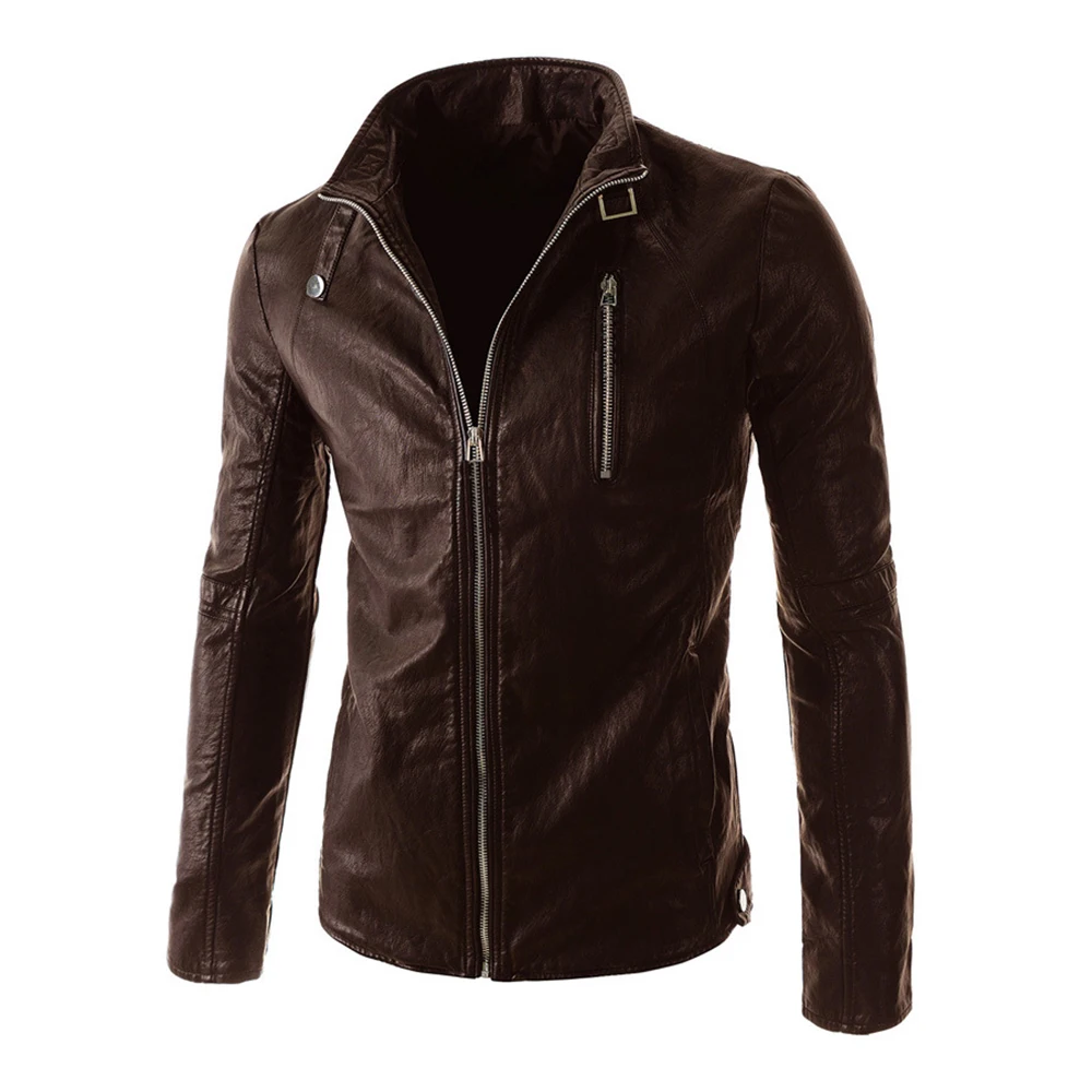 Herobiker Motorcycle Jackets Men PU Leather Jacket Vintage Retro Stand