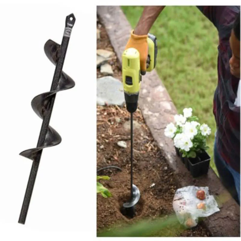 Garden Auger Spiral Drill Bit Roto Flower Planter Bulb HEX Shaft Drill