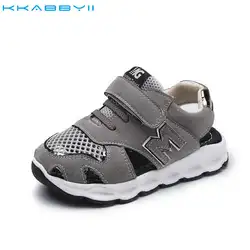 Kkabbyii Размеры 21-30 детская обувь для маленьких мальчиков сандалии новые летние чистая Дышащие Модные сандалии для девочек Детская