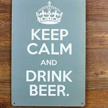 Металлические настенные художественные-keep calm and drink пиво металлическая живопись жестяная вывеска Бар Паб украшение стены дома, 30x20 см