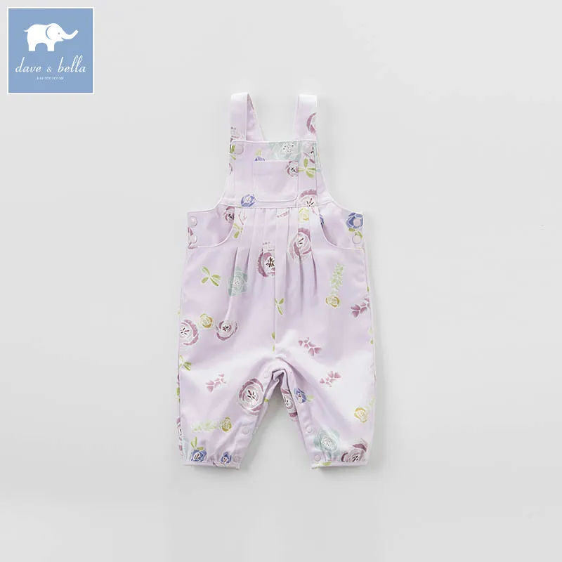 

DB7298 dave bella spring baby girl fashion floral overalls children high quality clothes kids 1 piece