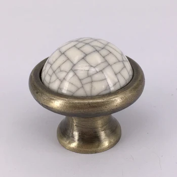 

10pcs 38mm Round Crackle Ceramic Cabinet Cupboard Drawer Knob Pull Handle Vintage Bronze Furniture Porcelain Pulls Handle