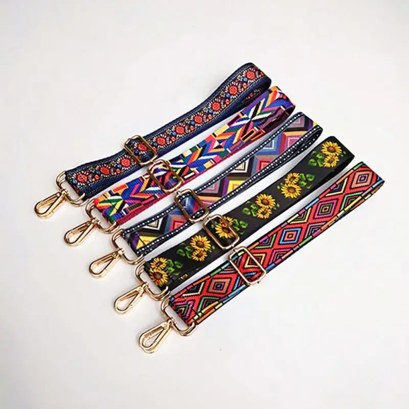 Регулируемые Красочные ремни для сумок, этнические цветочные аксессуары для ремня, Женская вешалка для плеча, ремни для сумок, декоративные ручки, орнамент