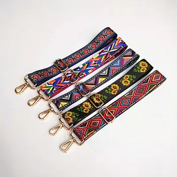 

Adjustable Colorful Bag Straps Ethnic Flower Belt Accessories Women Shoulder Hanger Handbag Straps Decoration Handle Ornament