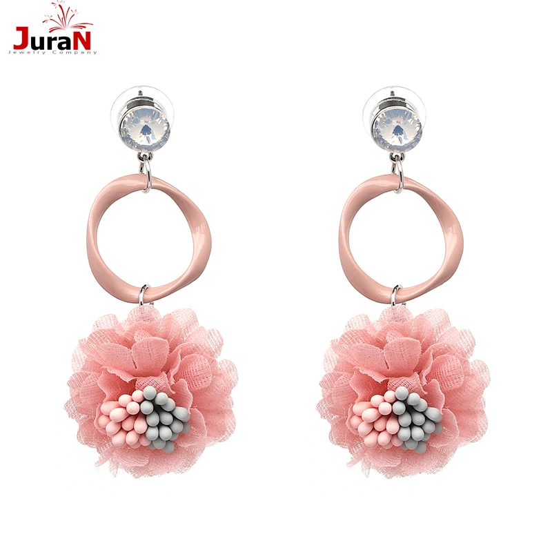

JURAN 2019 New Arrival Cute Sweety Jewelry Fahion Earring Lace Flower Dangle Earrings For Women Bijoux Factory Price J50133