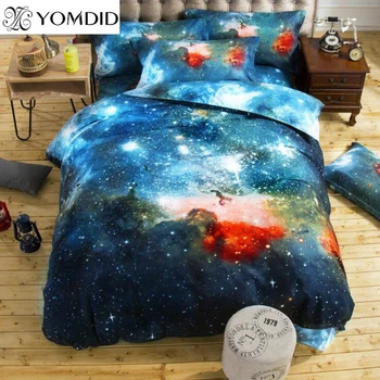 

3D Galaxy Nebala linens Outer Space Star Bedding Set Twin Queen Size 50% cotton 50% polyester Duvet Cover Flat Sheet Pillow case