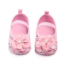 Обувь для девочек для маленькой принцессы с цветочным рисунком, пинетки на нескользящей подошве для детской кроватки, для тех, кто только