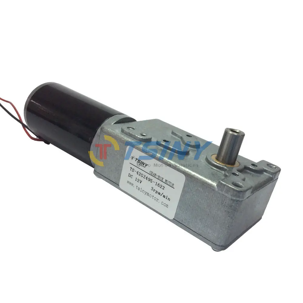 Beste Omkeerbare Lage Snelheid 12v3RPM DC Elektrische fiets Wormwiel Motor met Biaxial voor BBQ vervanging Robot onderdelen
