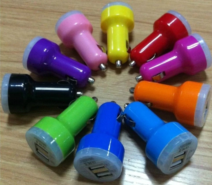 Dual USB car charger 5V 2.1A output Micro port Car Charger vehicle Adapter for iphone 4s 5g 5s ipad 2 3 ipod 1000pcs | Электроника