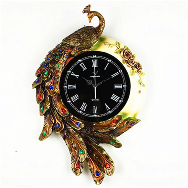 Big Retro Peacock Wall Clock Mechanism Large duvar saati Wall Watch