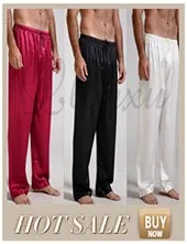 men's cotton lounge pants Mens  Silk Satin Pajamas Sleepwear  Robe  Robes Bathrobe Nightgown  S~3XL mens cotton pajama pants
