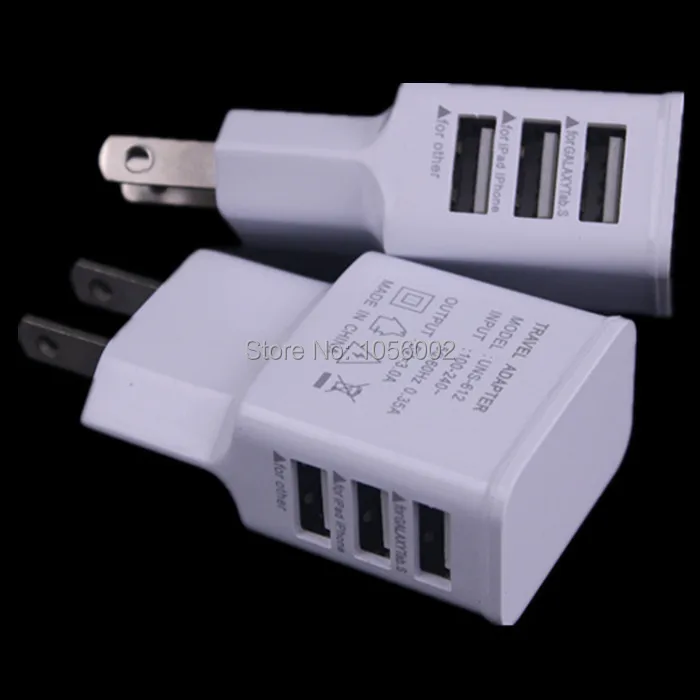Free shipping 100pcs/lot US / EU 3 USB Ports AC home wall charger adapter for samsung s4 S6 for iphone 4 5 6 6s for ipad mini